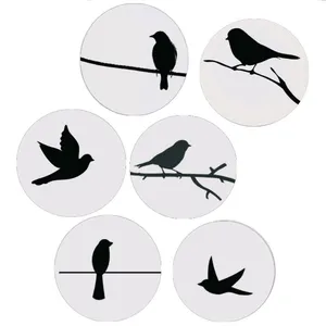 بشقاب دیوارکوب سفالی طرح پرنده کد D455 مجموعه 6 عددی