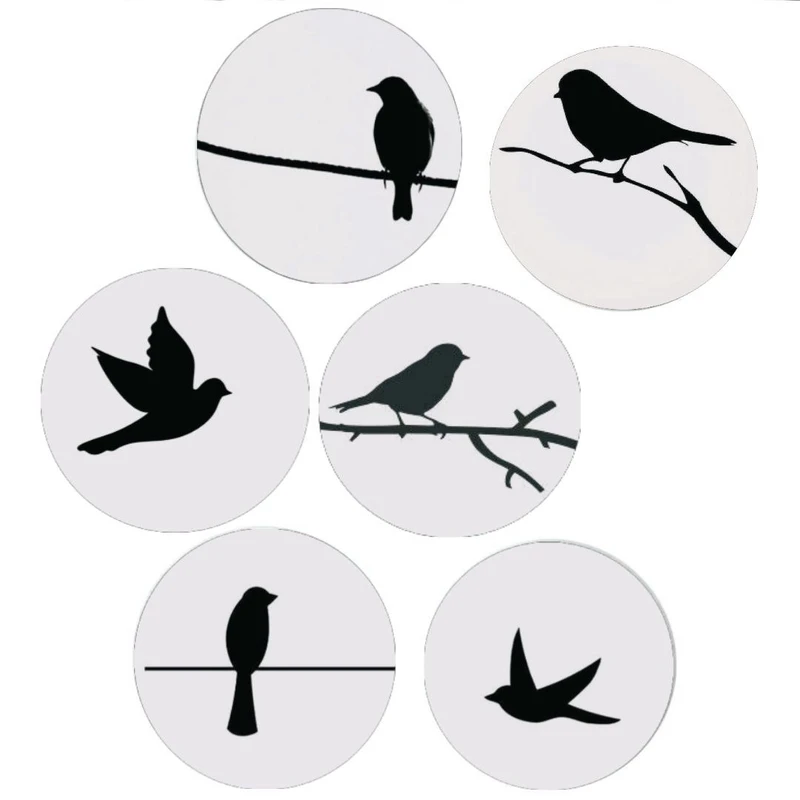 بشقاب دیوارکوب سفالی طرح پرنده کد D455 مجموعه 6 عددی