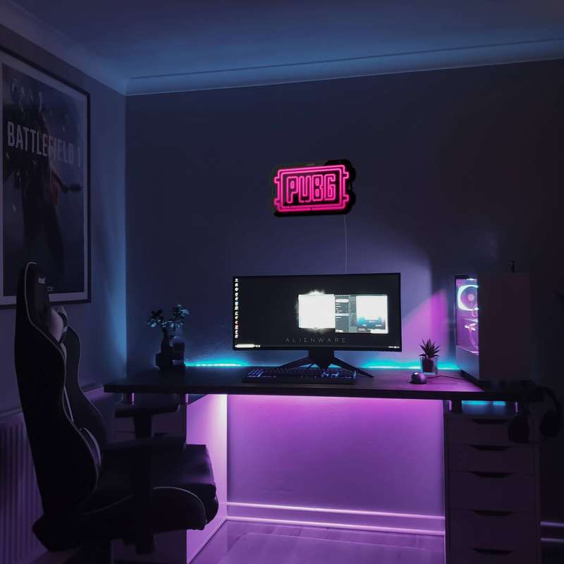 چراغ دیواری نئون دیزاین مدل Pubg-Logo-BL_PN