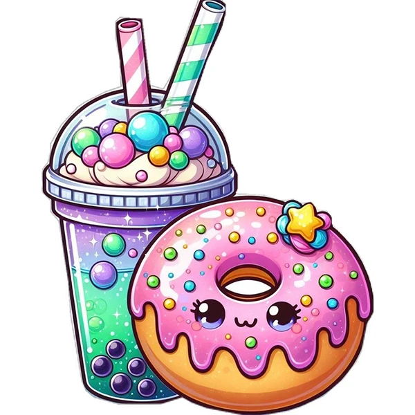 استیکر پارچه و لباس پاد آفرین طرح کارتونی دونات و بستنی کد 5374