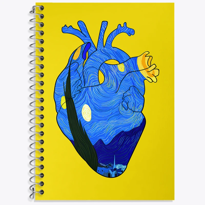 دفتر لغت 50 برگ خندالو طرح قلب ونسان ونگوگ کد N5132