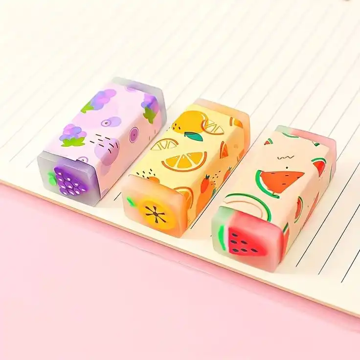 پاک کن مدل ژله ای مغزدار طرح میوه مجموعه 3 عددی