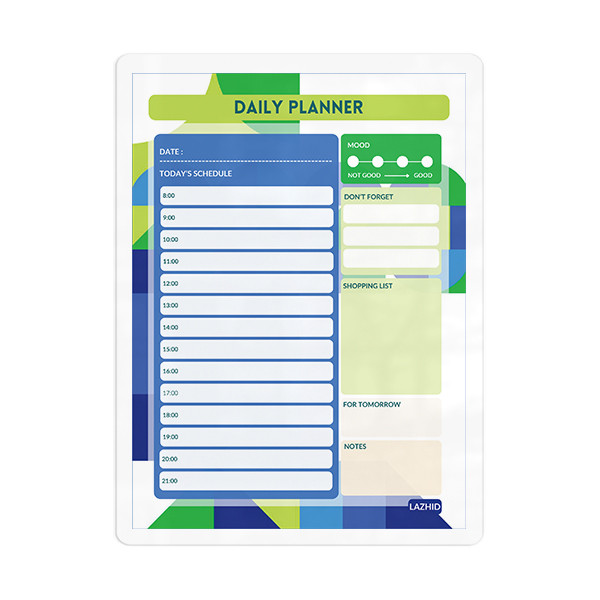 تخته وایت برد لاژید مدل پلنر برنامه ریزی کد PL051 سایز 20*30 سانتی متر