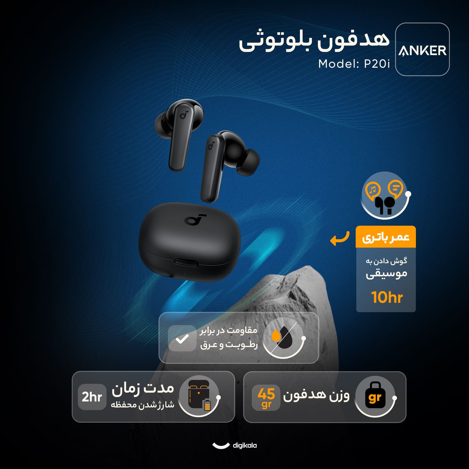 هدفون بلوتوثی انکر مدل P20i  -  - 14