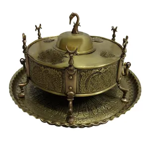 ست سینی و منقل برنجی مدل قلمزنی کد 12458