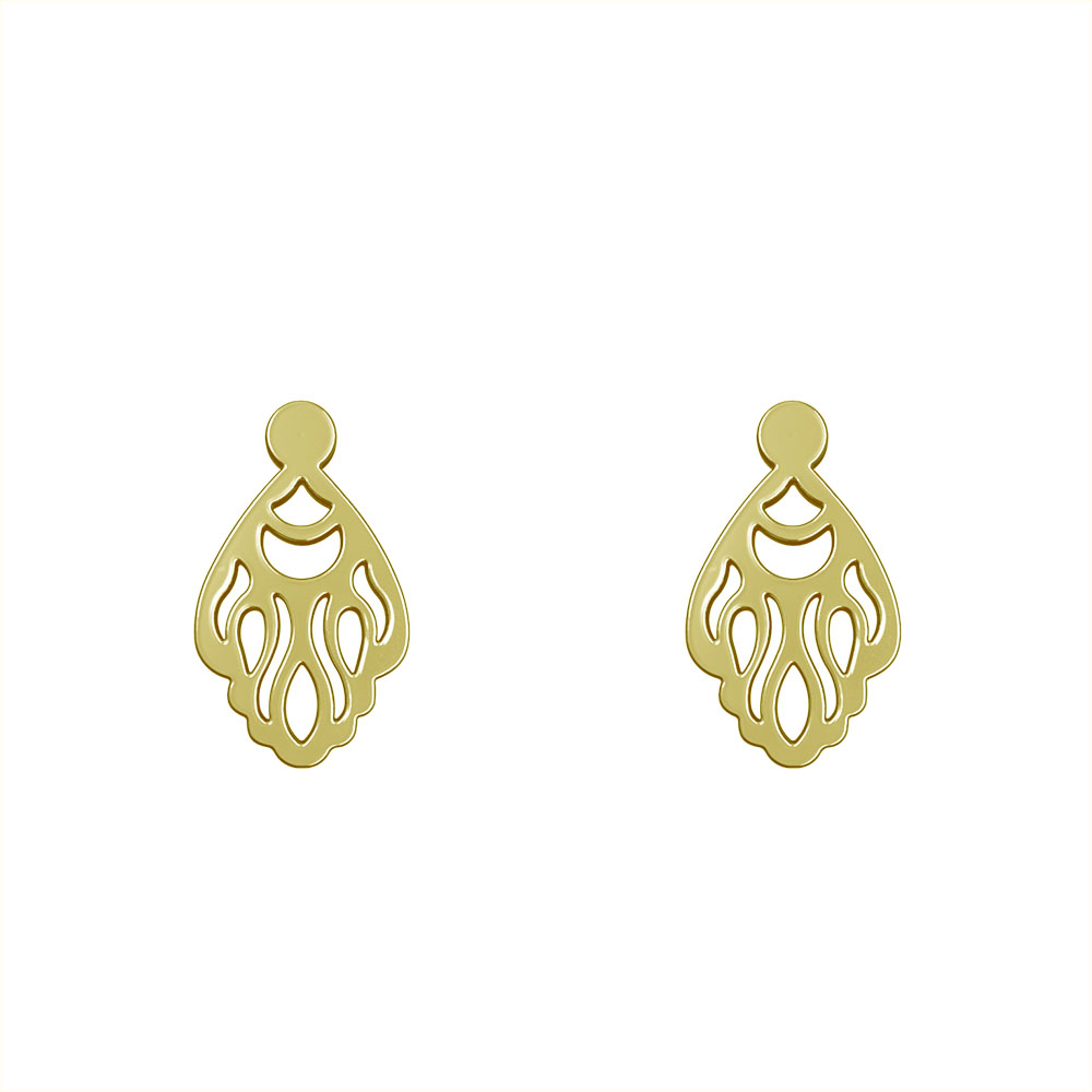 گوشواره طلا 18 عیار زنانه مدوپد مدل هندسی کد GA1-10523