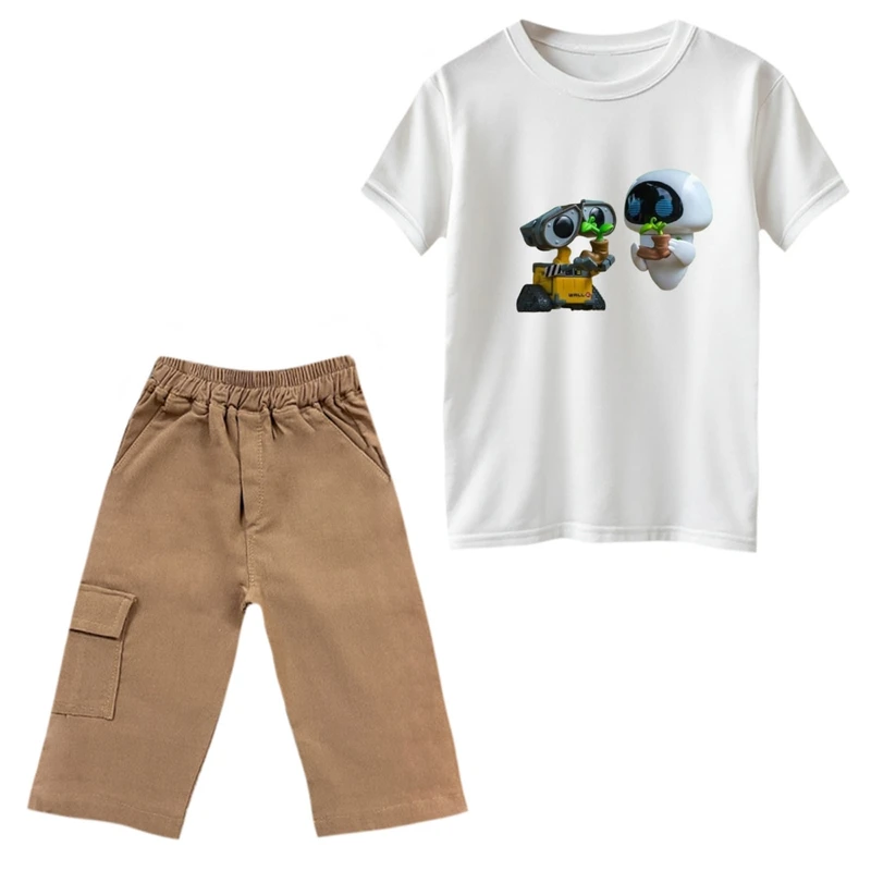 ست تی‌شرت و شلوارک پسرانه مدل والی و ربات