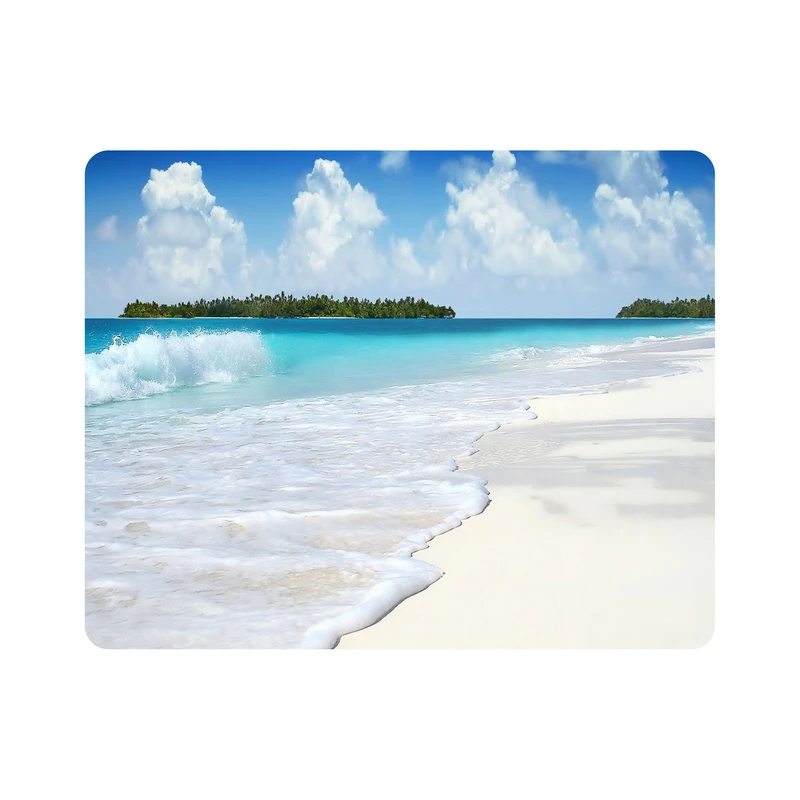 ماوس پد اطلس آبی طرح دریا و ساحل و آسمان درخت و ابر  مدل T7458