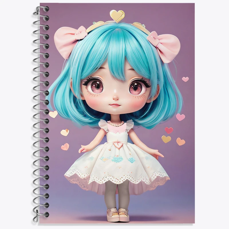 دفتر زبان 50 برگ خندالو مدل دو خط طرح دخترانه (Girlish) کد 36858