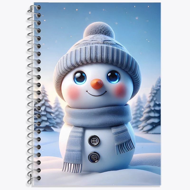 دفتر زبان 50 برگ خندالو مدل دو خط طرح آدم برفی کیوت کد F7879