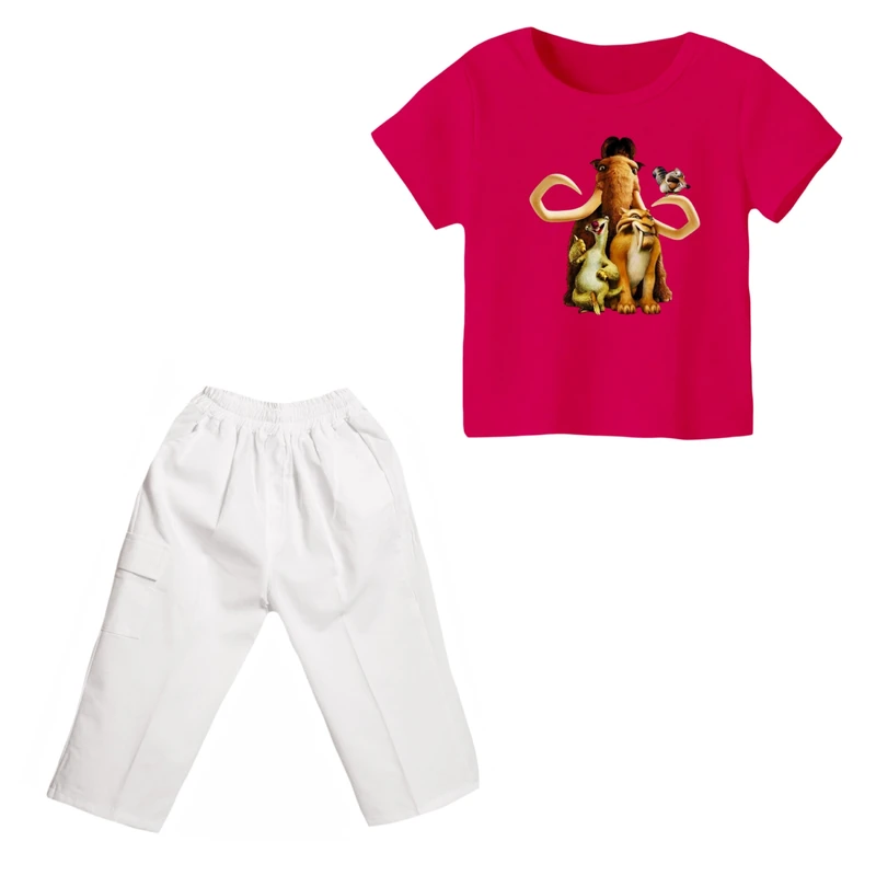 ست تی شرت و شلوارک دخترانه مدل عصر یخبندان کد ۳