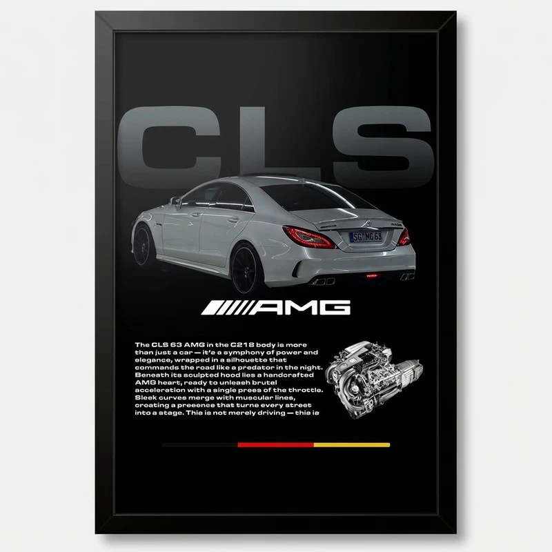 تابلو بکلیت طرح ماشین و خودرو مرسدس بنز Mercedes-Benz CLS 63 AMG مدل B-po1888 فریم مشکی