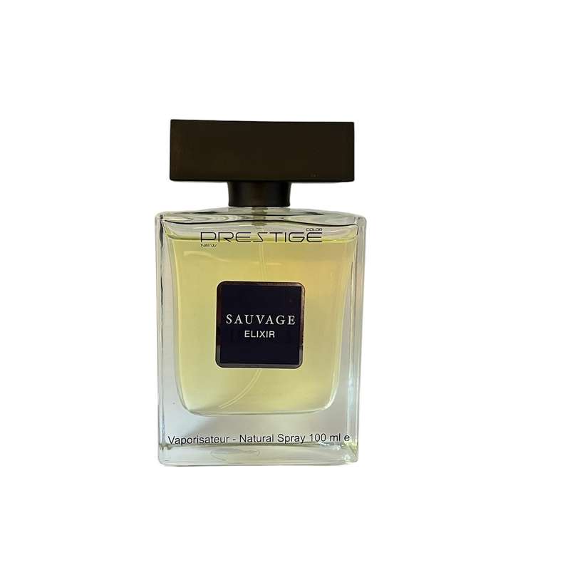 ادو پرفیوم مردانه نیو پرستیژ کالر مدل Sauvage elixir رایحه گرم حجم ۱۰۰ میلی لیتر ادو پرفیوم مردانه نیو پرستیژ کالر مدل Sauvage elixir رایحه گرم حجم ۱۰۰ میلی لیتر