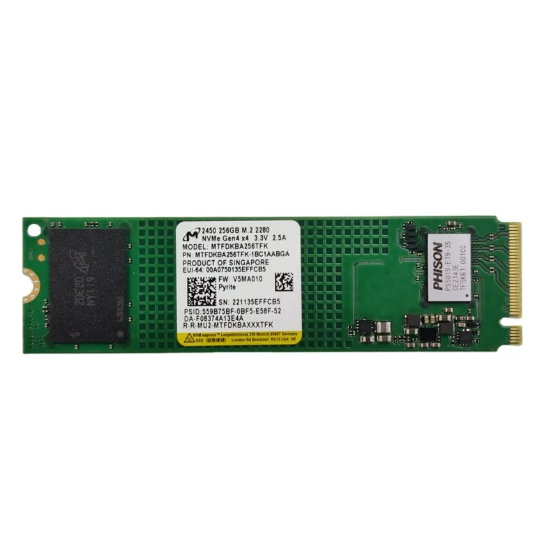 اس اس دی اینترنال میکرون مدل Micron 2450 256GB M.2 PCIe Gen4 x4 NVMe 3D-NAND ظرفیت 256 گیگابایت