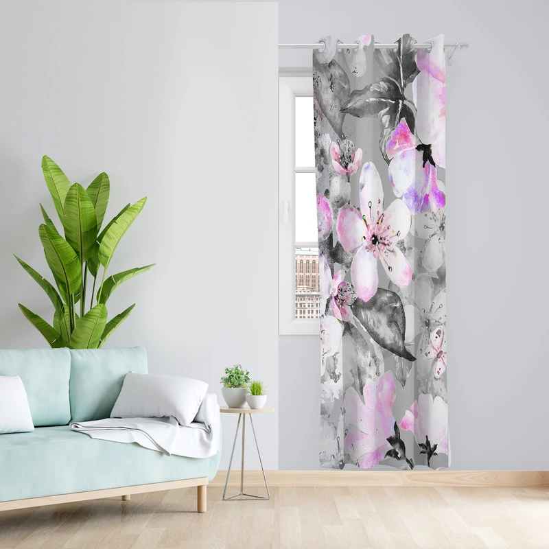 پرده طرح گل مدل مخمل پانچی کد L 1027R Z سایز 140x200 سانتی متر