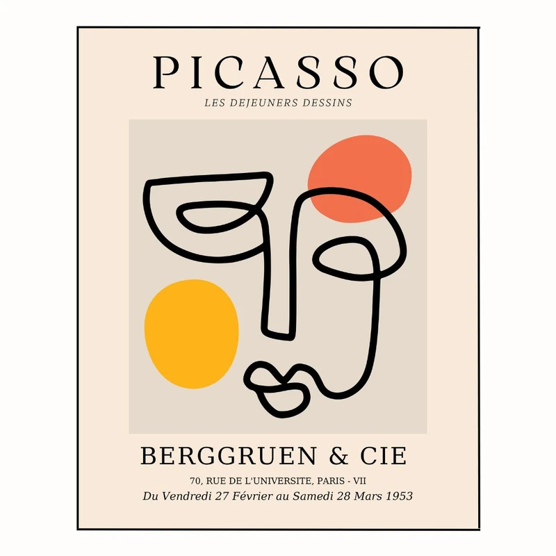 پوستر مدل وینتیج پیکاسو - چهره تک خطی 