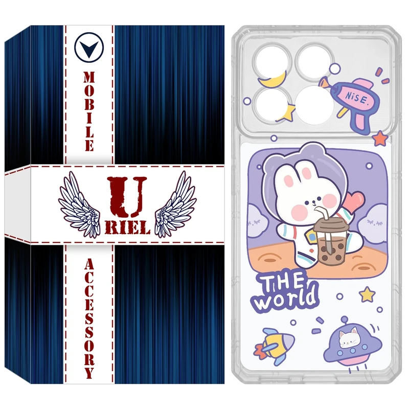 کاور یوریل مدل Clear کد 8 طرح خرگوش فضانورد مناسب برای گوشی موبایل شیائومی Poco X6 Pro