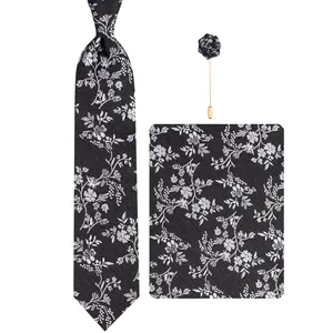 ست کراوات و دستمال جیب و گل کت مردانه جیان فرانکو روسی مدل GF-F2700-BK