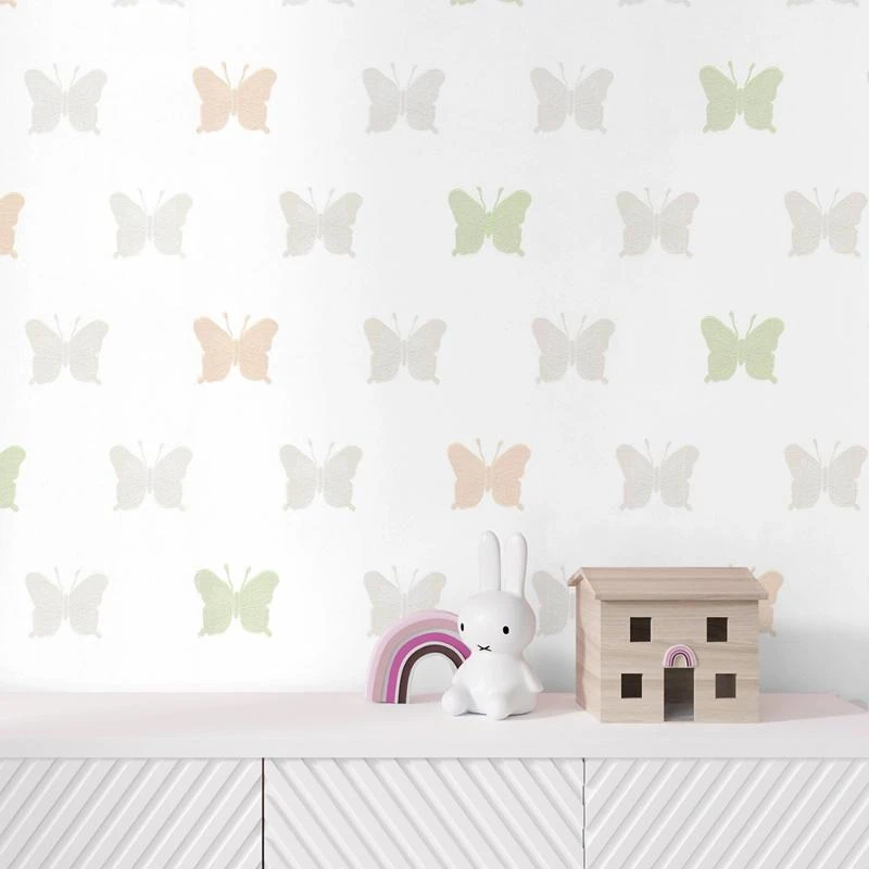 کاغذ دیواری اتاق کودک مدل پروانه های فانتزی مجموعه 2 عددی