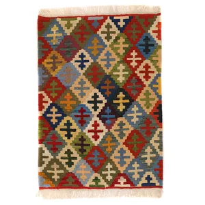 گلیم دستبافت یک متری مدل  دکوراتیو طرح قشقایی کد140603