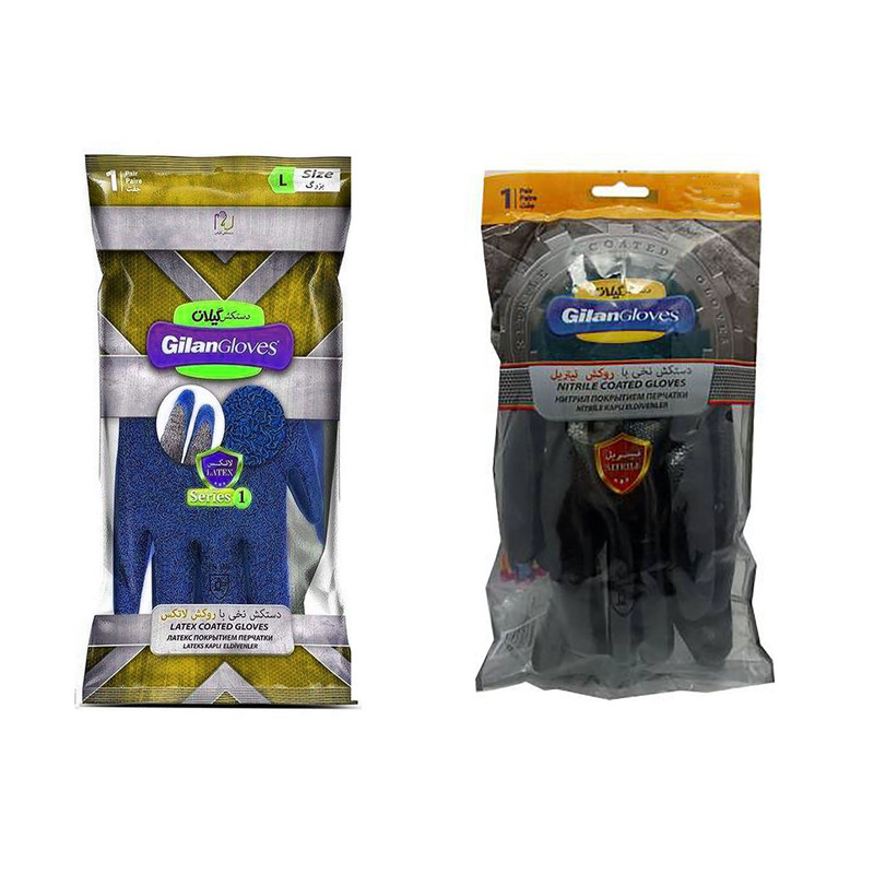 دستکش ایمنی  دستکش گیلان مدل سه لایه 02 مجموعه 2 عددی