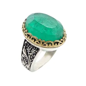 انگشتر نقره مردانه مدل زمرد کد 5917285