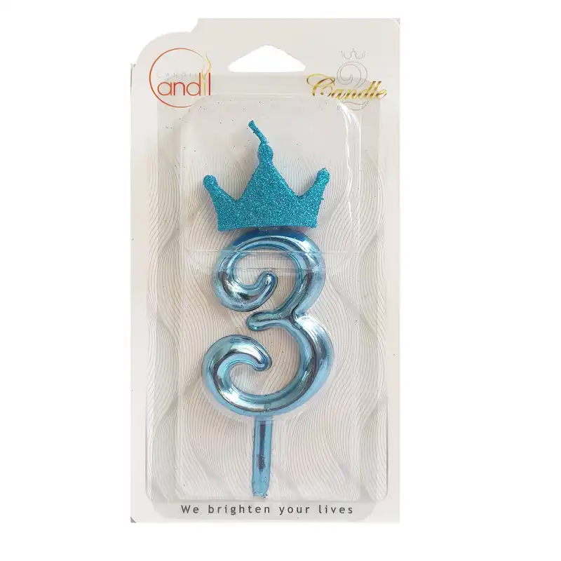 شمع تولد مدل تاج کوئین اکلیلی عدد 3