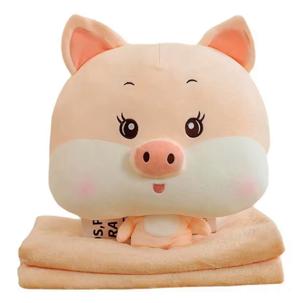 عروسک مدل پیگی بالشی ارتفاع 50 سانتی‌متر به همراه پتو