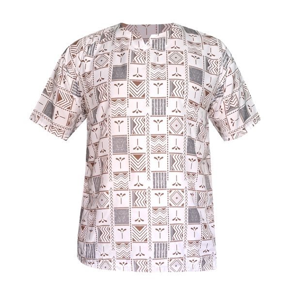 پیراهن آستین کوتاه مردانه مدل هاوایی یقه کوبایی کد k-k رنگ سفید