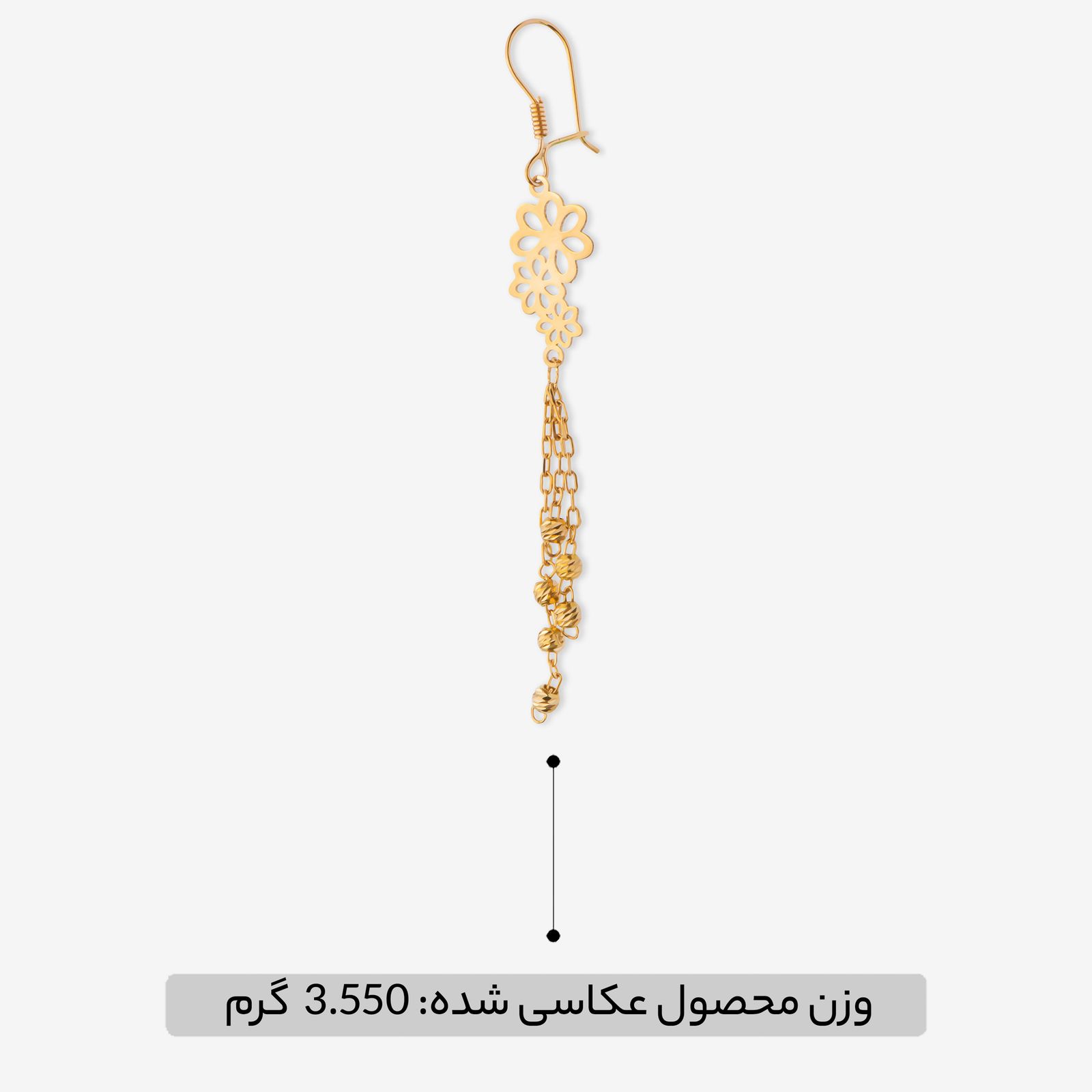 گوشواره عصایی طلا 18 عیار زنانه نگین مدل 120 -  - 2