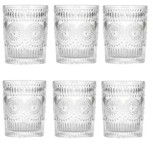 لیوان دلی گلس مدل برجسته طرحدار مجموعه ۶ عددی