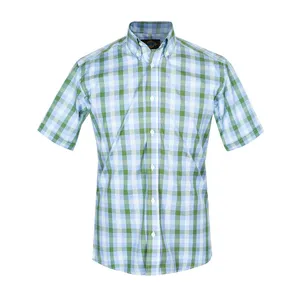 پیراهن آستین کوتاه مردانه انورسالار مدل چهارخانه یقه دکمه دار 