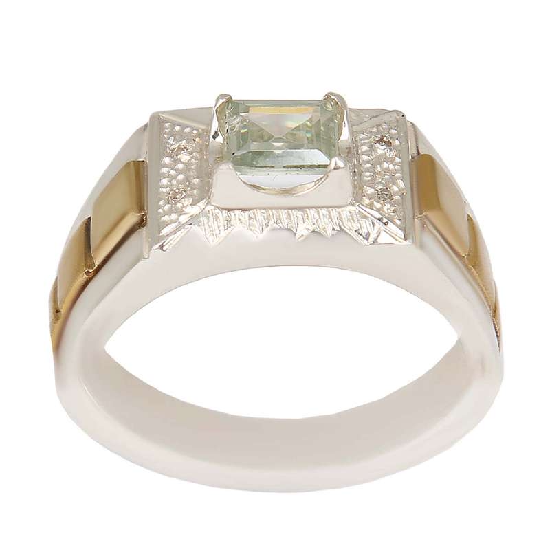 انگشتر نقره مردانه مدل موزانایت کد AM_2470