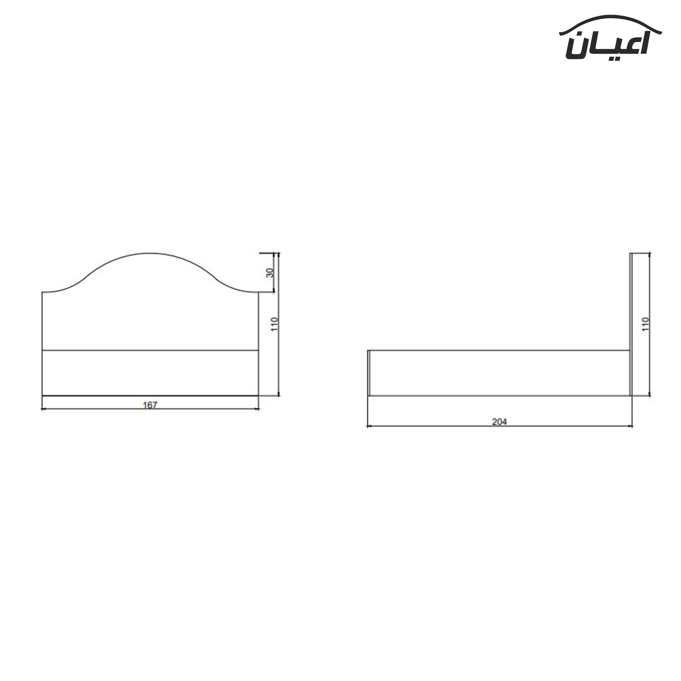تخت خواب دونفره اعیان مدل FH365 سایز 160x200 سانتی متر