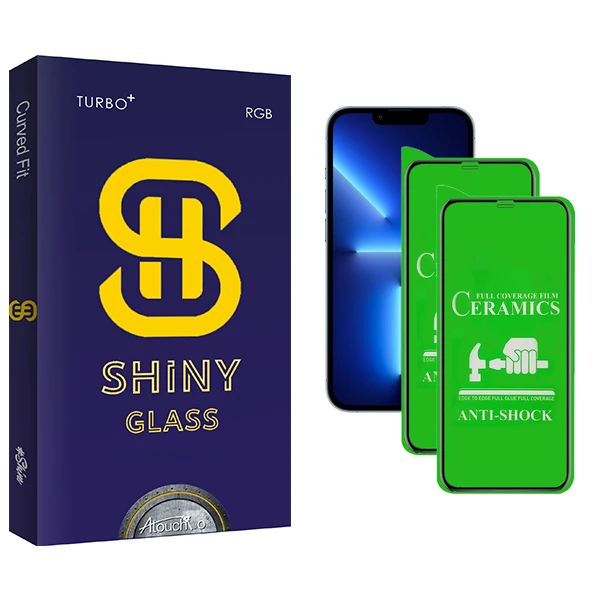 محافظ صفحه نمایش سرامیکی آتوچبو مدل Shiny مناسب برای گوشی موبایل اپل iPhone 13 Pro بسته دو عددی