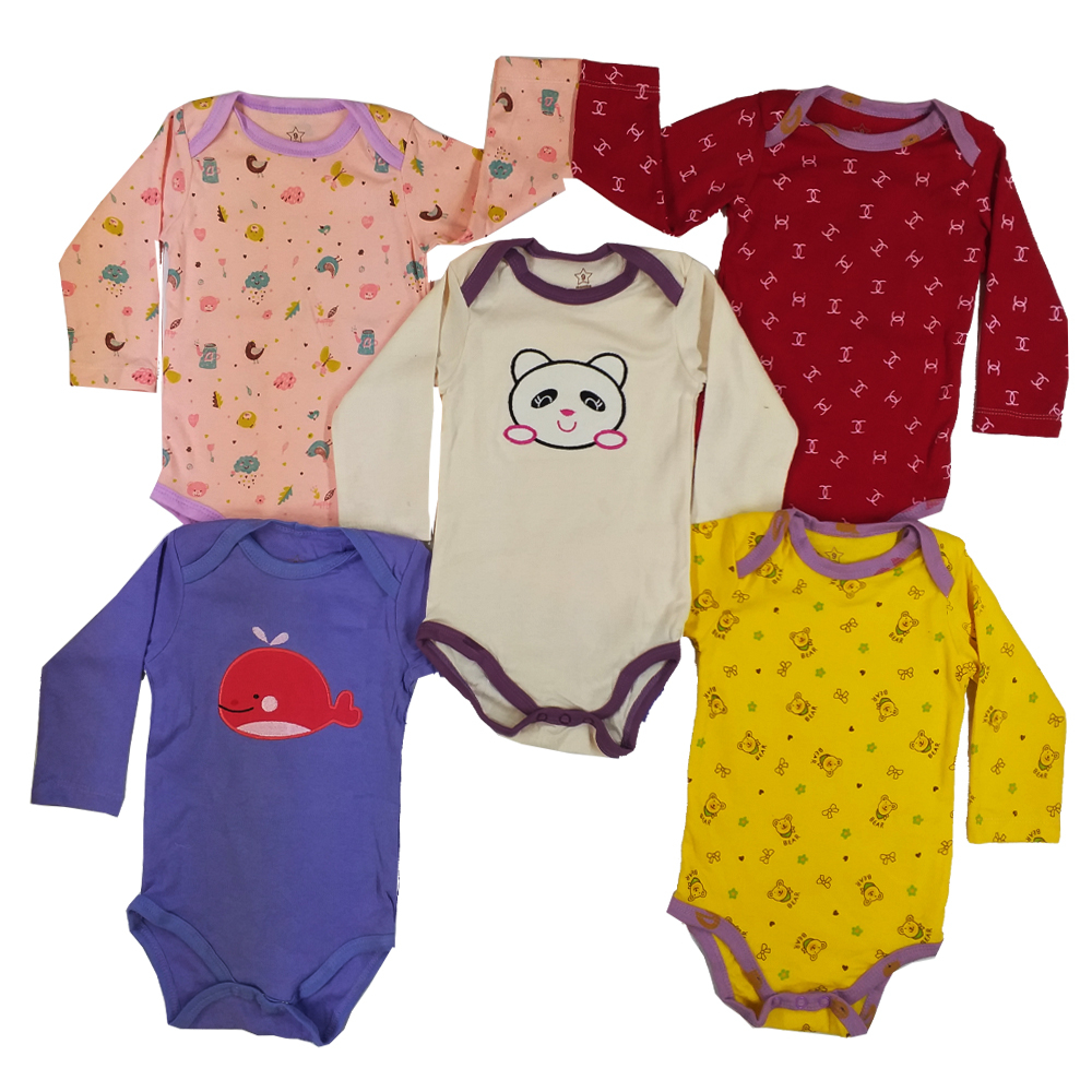 بادی آستین بلند نوزادی مدل 333 مجموعه 5 عددی