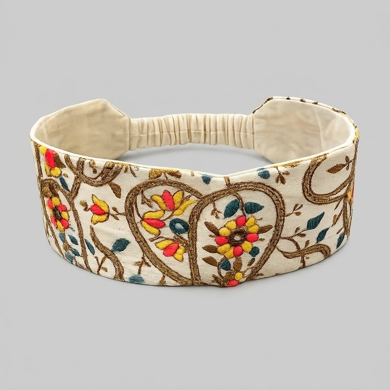 هدبند زنانه پارچه ای مدل سوزندوزی سنتی