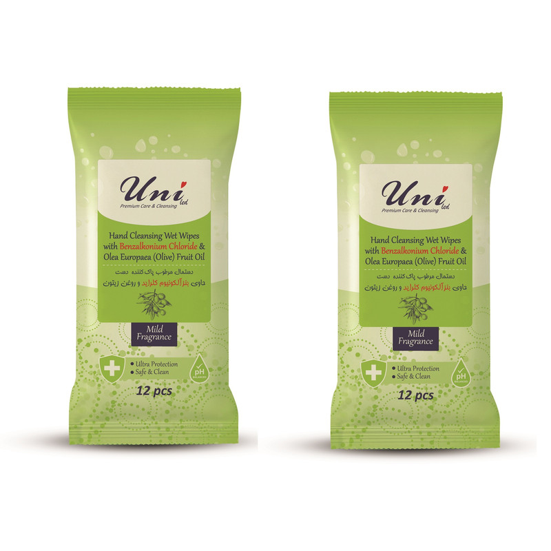 دستمال مرطوب یونی لد مدل آنتی باکتریال 2 بسته 12عددی