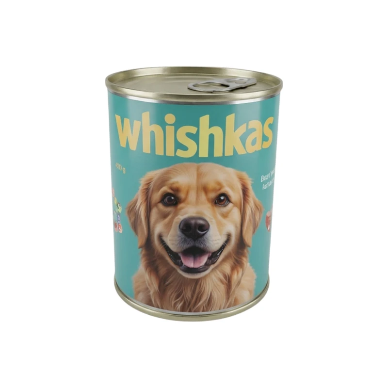 کنسرو غذای سگ ویشکاس مدل گوشت گوساله و جگر بره وزن ۳۸۰ گرمی