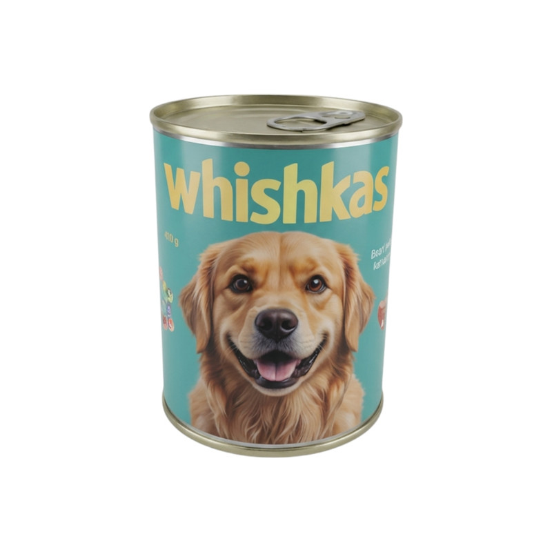 کنسرو غذای سگ ویشکاس مدل گوشت گوساله و جگر بره وزن ۳۸۰ گرمی