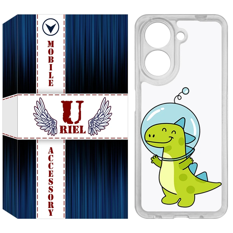 کاور یوریل مدل Clear کد 62 طرح دایناسور فضانورد مناسب برای گوشی موبایل شیائومی Redmi A5 4G / Poco C71