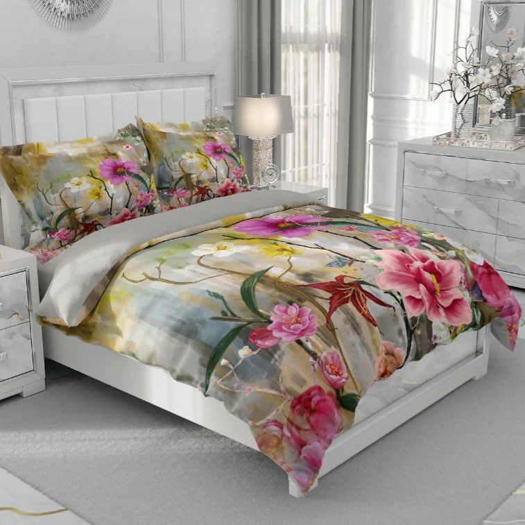 سرویس خواب 2 نفر 6 تکه مدل نقش شکوفه کد 819