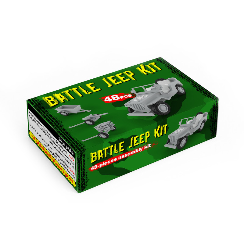 ساختنی 48 تکه مدل جیپ جنگی، گاری، توپ 130و107میلی‌متر