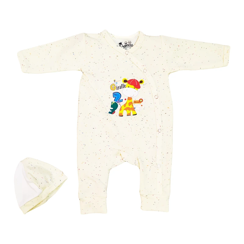 ست سرهمی و کلاه راحتی نوزادی مدل زرافه