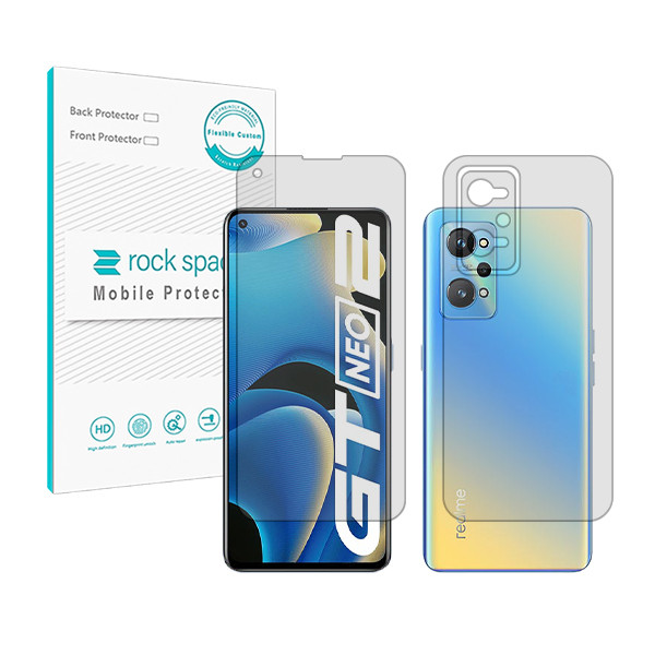 محافظ صفحه نمایش شفاف راک اسپیس مدل HyGEL مناسب برای گوشی موبایل ریلمی GT Neo2 به همراه محافظ پشت گوشی