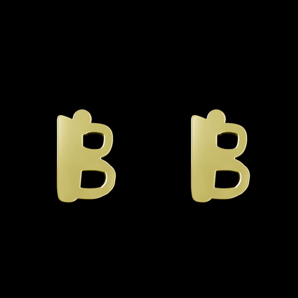 گوشواره طلا 18 عیار زنانه مدوپد مدل حرف B کد GA1-16609