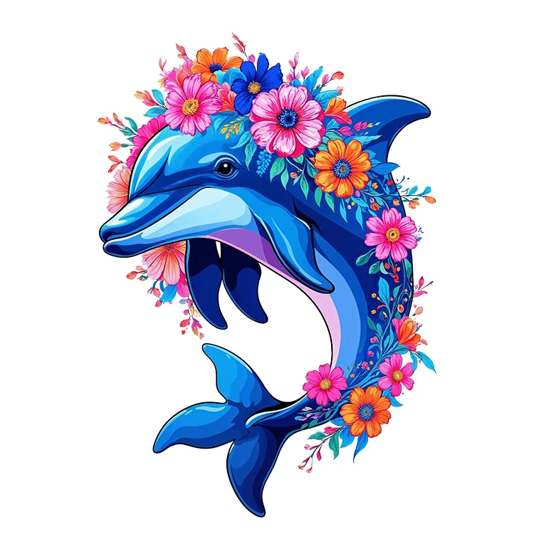 استیکر پارچه و لباس پاد آفرین مدل کارتونی کیوت دلفین بامزه کد S2882