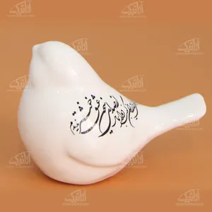 پرنده سفالی‏ خوشنویسیرنگ ‏سفید‏ طرح سخن عشقمدل 1105800028
