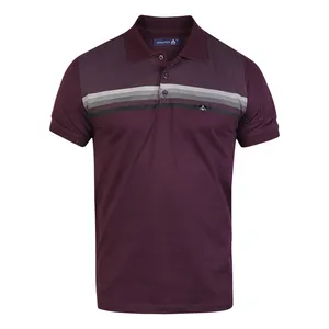 پولوشرت آستین کوتاه مردانه مدل رینگر رنگ بادمجانی