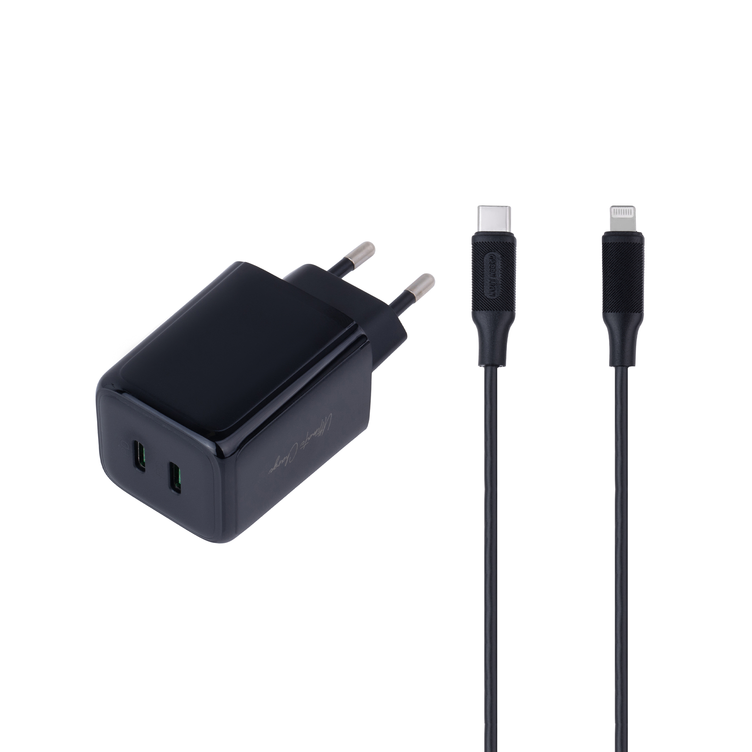 شارژر دیواری 20 وات دو پورت گرین لاین مدل GN40EUC2LBK به همراه کابل USB-C به لایتنینگ به طول 1 متر 1 شارژر دیواری 20 وات دو پورت گرین لاین مدل GN40EUC2LBK به همراه کابل USB-C به لایتنینگ به طول 1 متر